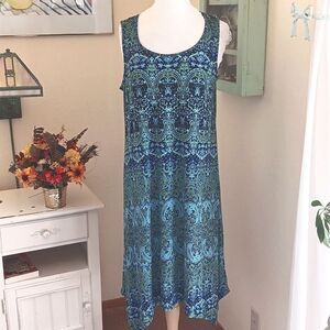 Jones New York Blue and Black Sleeveless Sundress